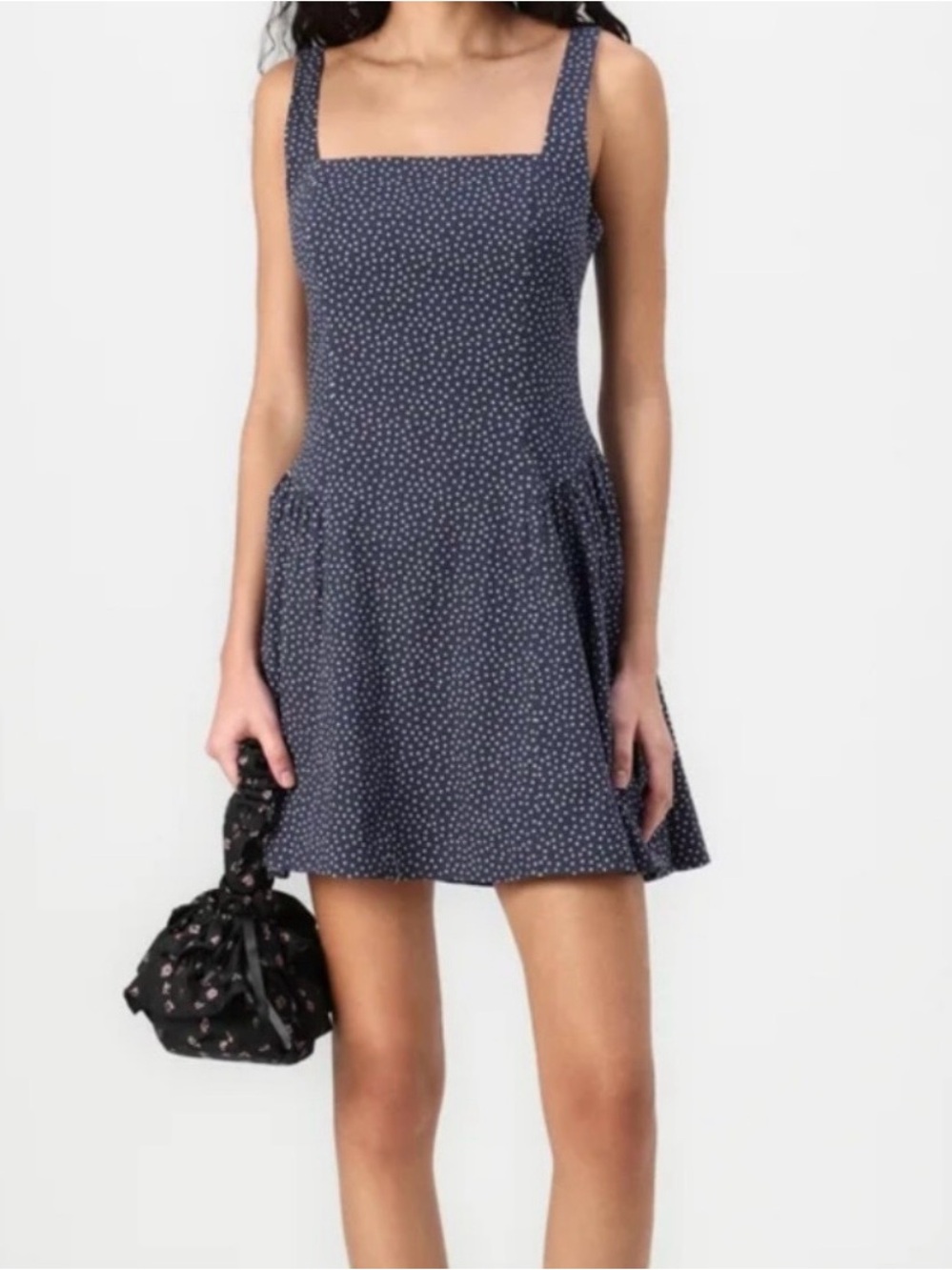 Abercrombie & Fitch Navy Polka Dot Square-Neck Mini Dress